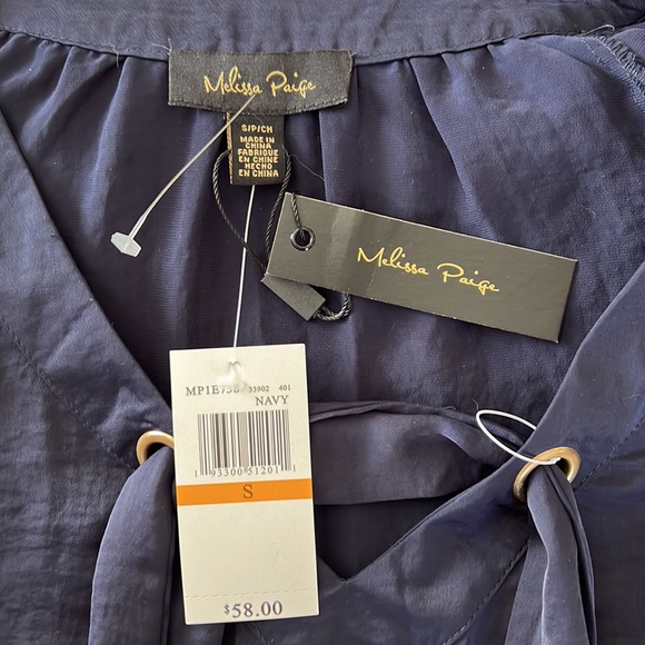 NWT Melissa Paige Dark Blue Blouse Size: S/P - Picture 3 of 4